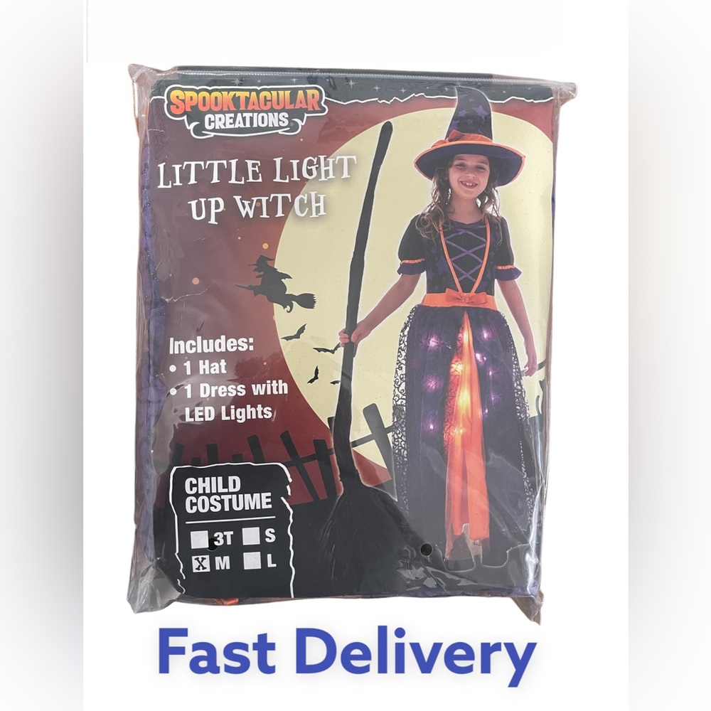 Halloween Costume Dres Light Up Purple Witch Costume for Toddler Girls (8-10 yr)
